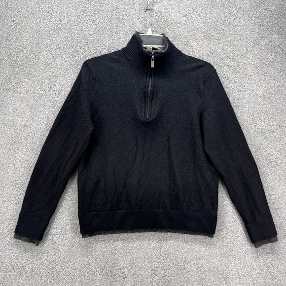Michael Kors Sweater Youth Size XL Black Merino Wool Blend Zip Front long sleeve - Picture 1 of 16